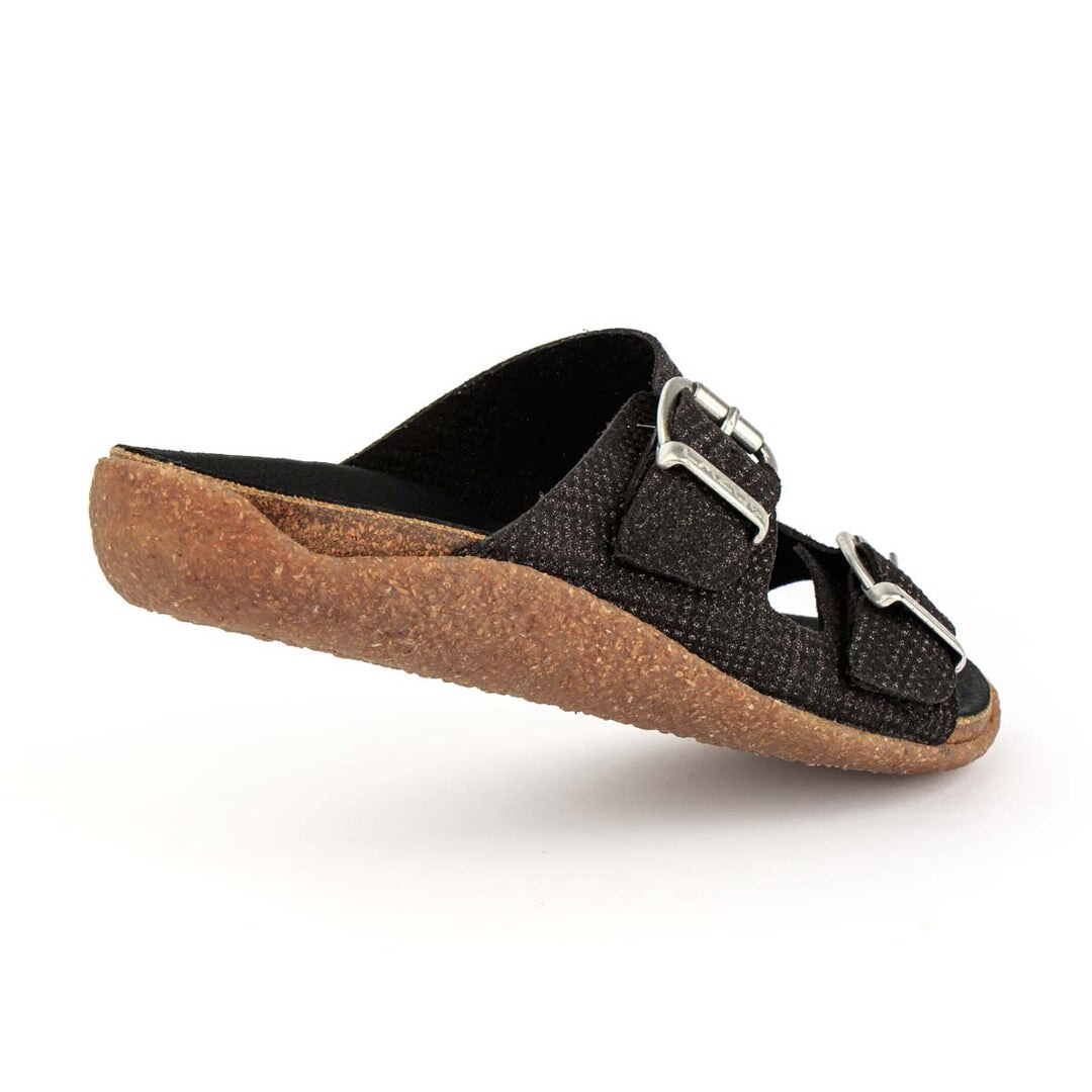 Sandália vegan preta de senhora com plantar de cortiça Preto-3