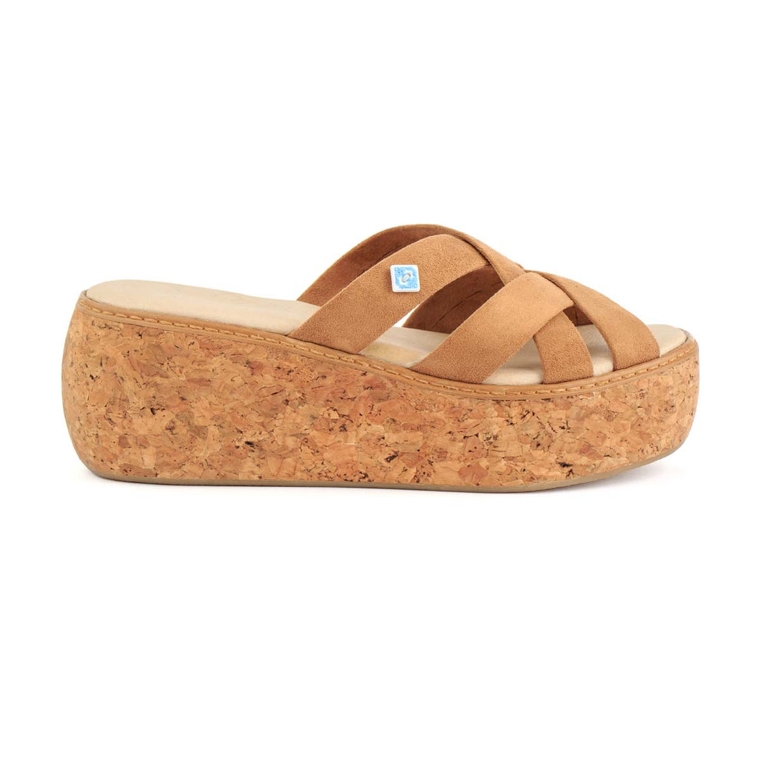 Imagem 0 de Sandália vegan camel de senhora com tiras entrançadas