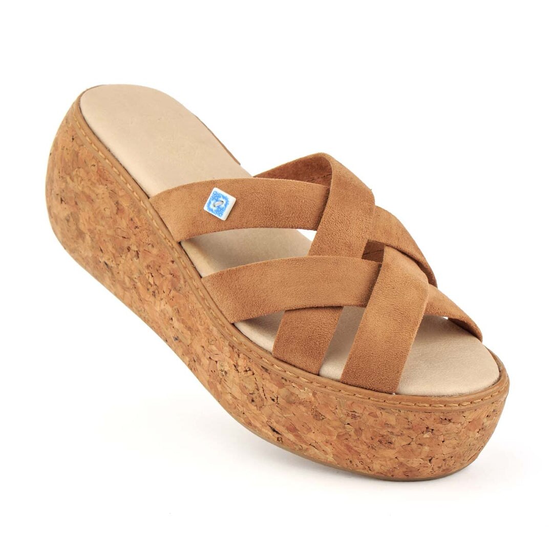 Sandália vegan camel de senhora com tiras entrançadas Camel-2