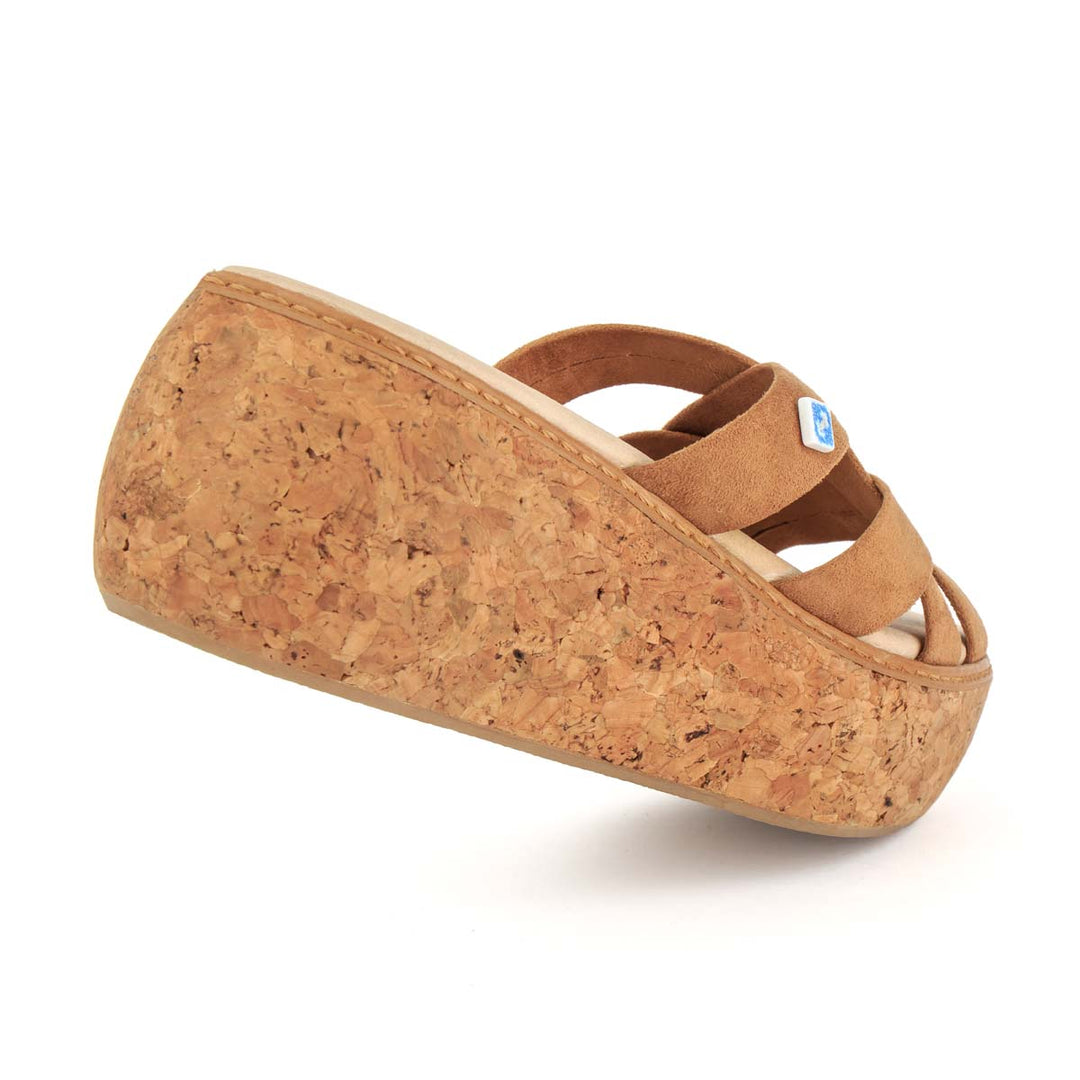Sandália vegan camel de senhora com tiras entrançadas Camel-3