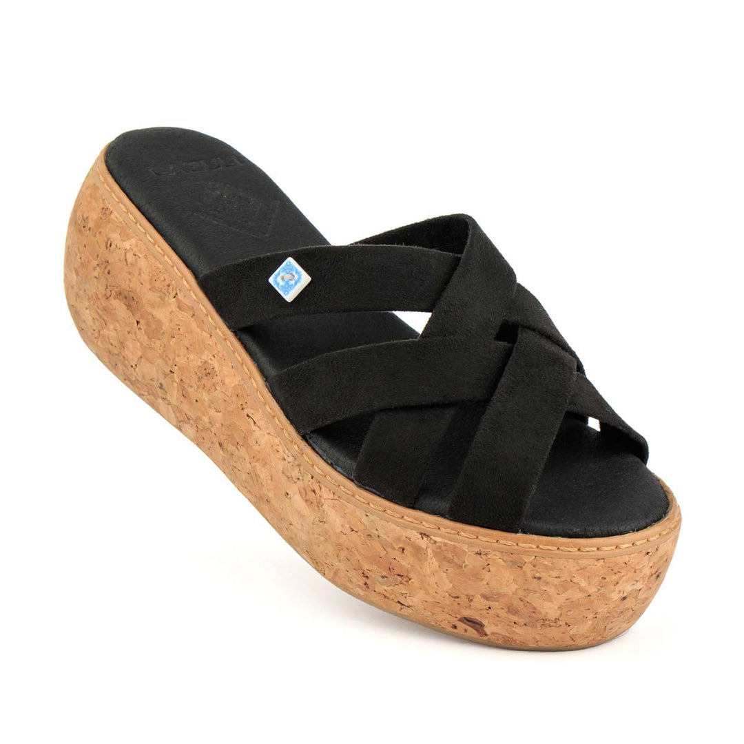 Sandália vegan preta de senhora com tiras entrançadas Preto-2
