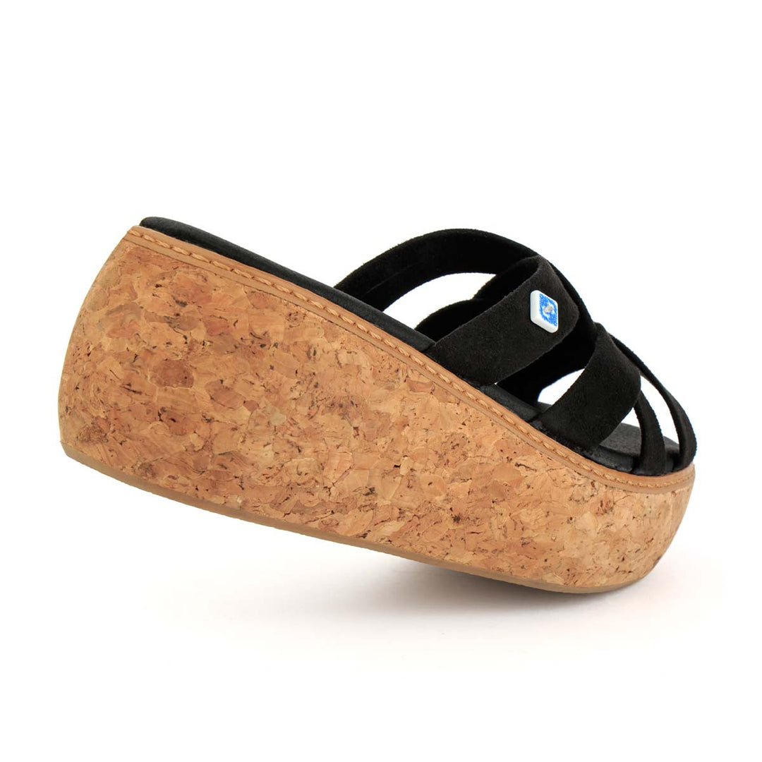 Sandália vegan preta de senhora com tiras entrançadas Preto-3