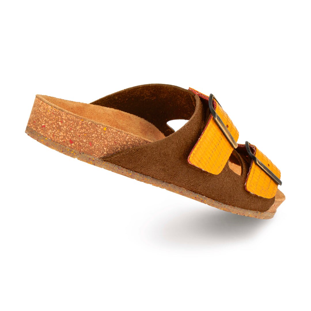 Sandálias "unisexo" castanhas com plantar de cortiça anatómico Castanho-2