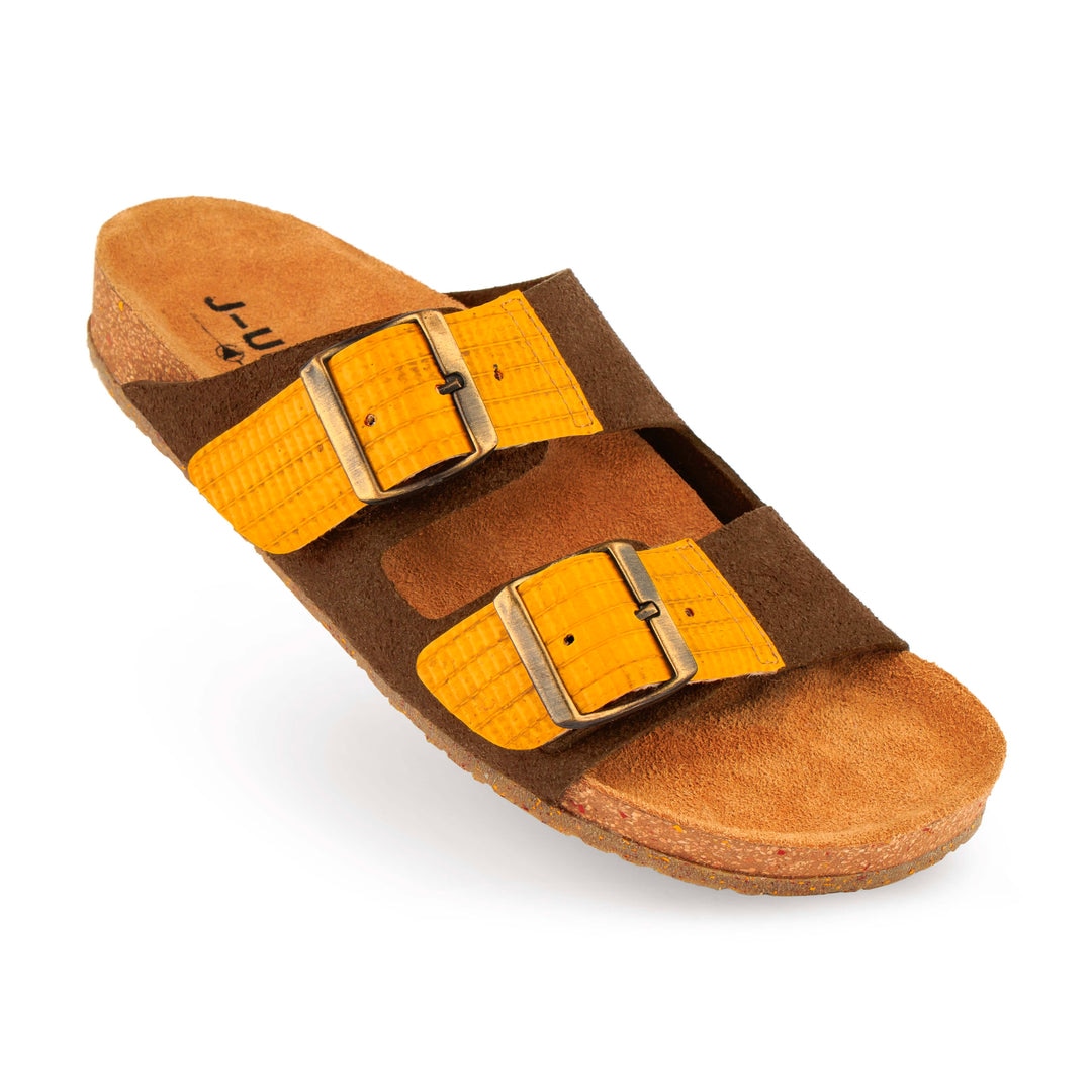 Sandálias "unisexo" castanhas com plantar de cortiça anatómico Castanho-3