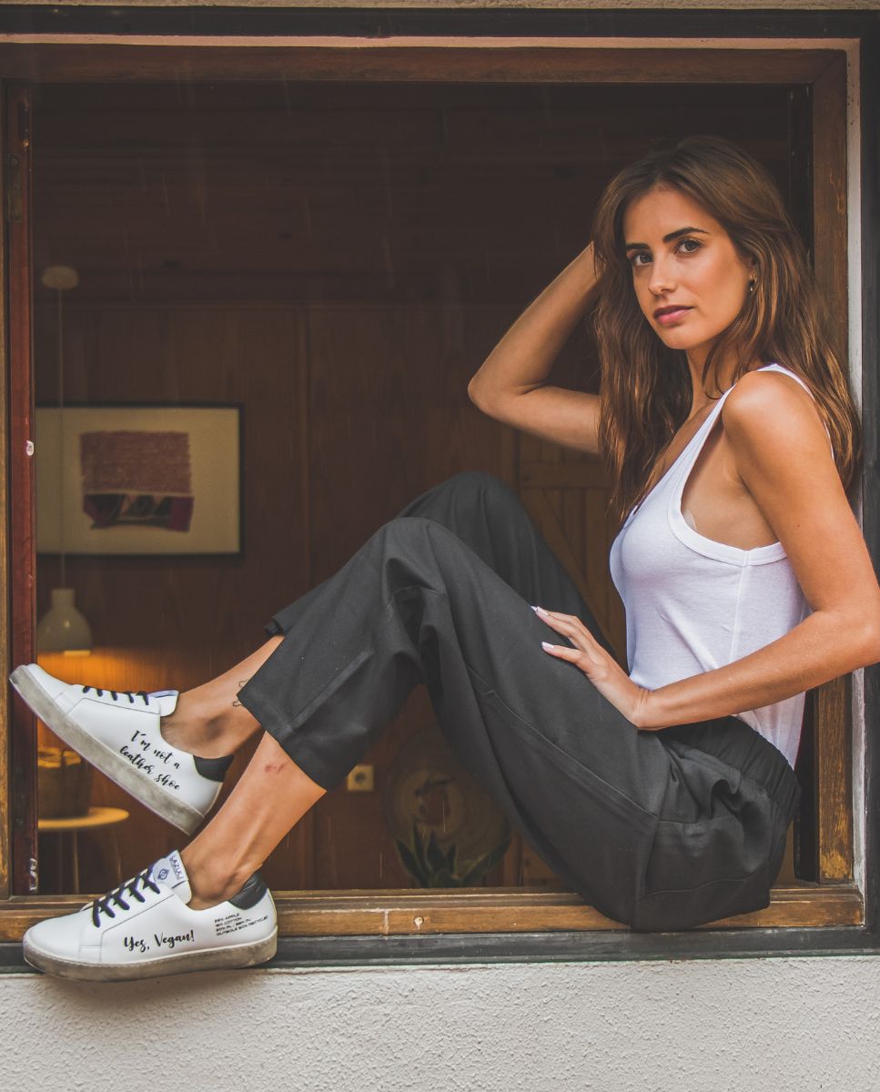 Sapatilhas Vegan com Frases na Lateral - Branco Branco-4