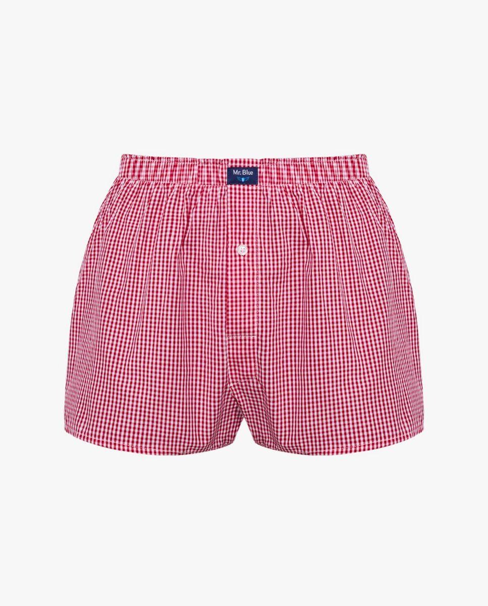 Boxer em Tecido 100% Algodão com Quadrados Vermelho-1