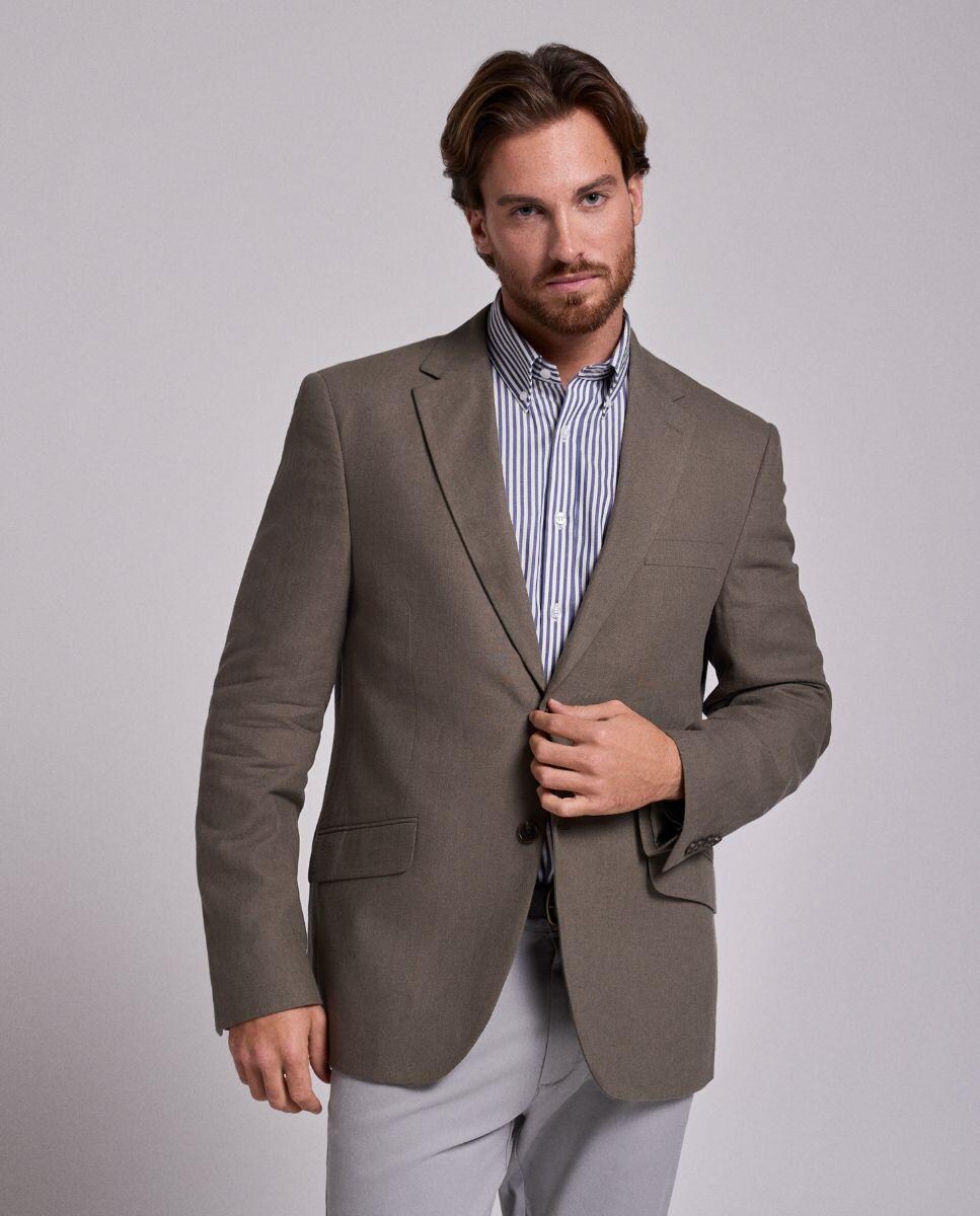 Blazer Regular com Bolsos Frontais e Fecho com Dois Botões Cinzento-1