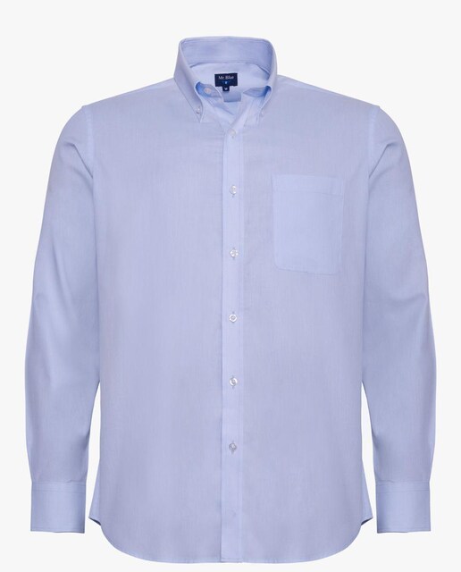 Imagem 0 de Camisa Lisa 100% Algodão de Manga ComprIda em Azul-claro