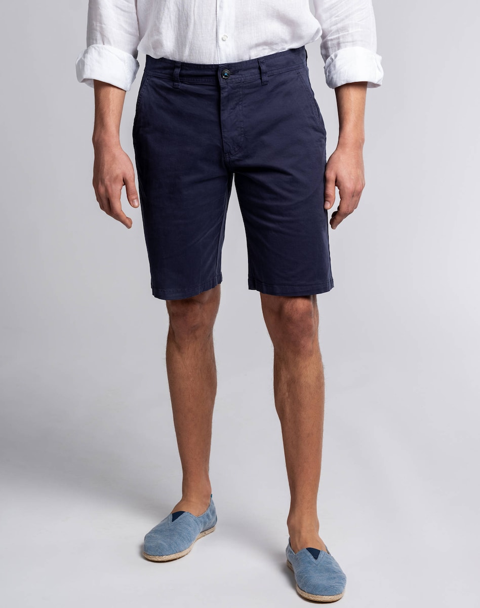Calções Bermudas em algodão com elastano Azul-marinho-2