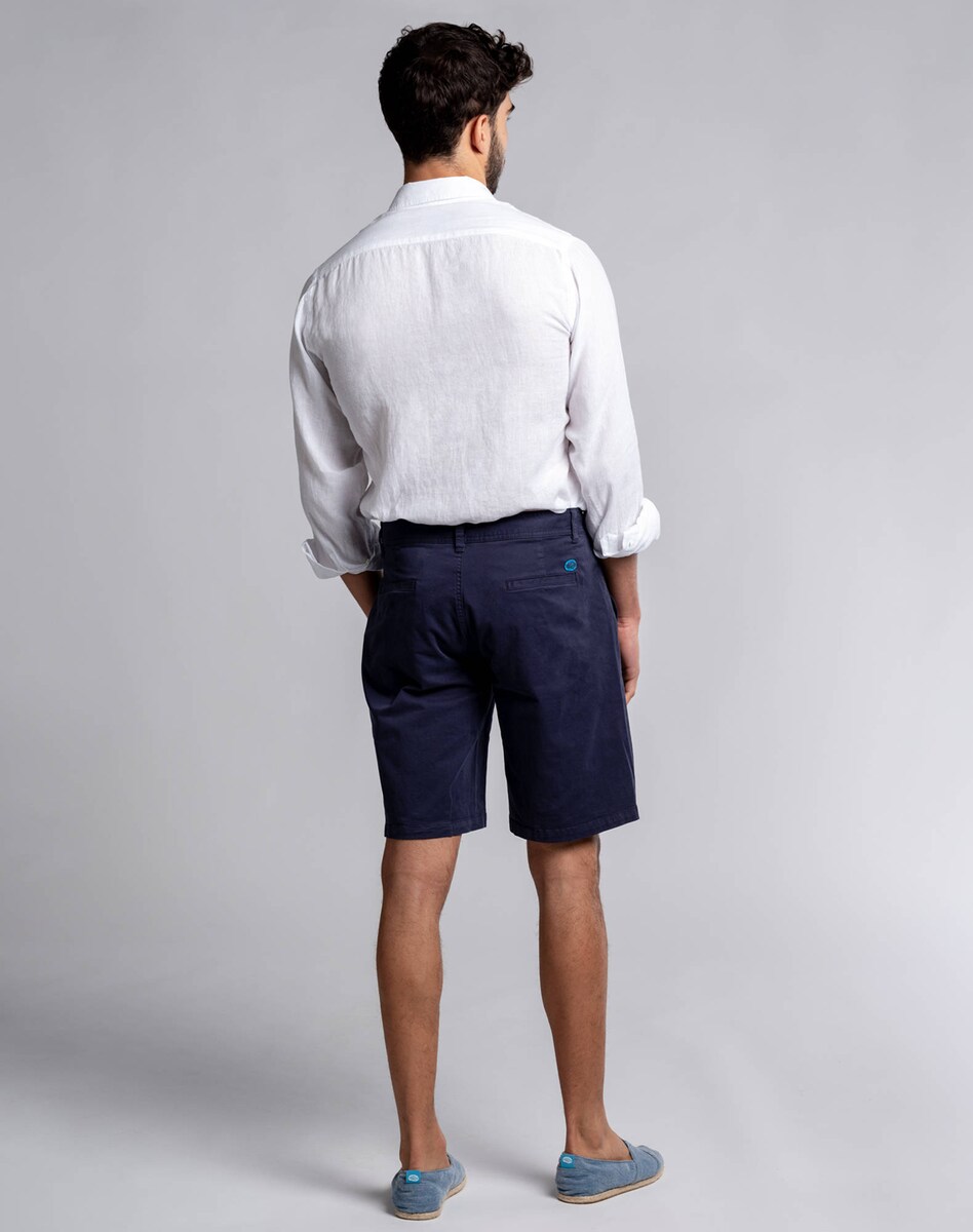 Calções Bermudas em algodão com elastano Azul-marinho-3