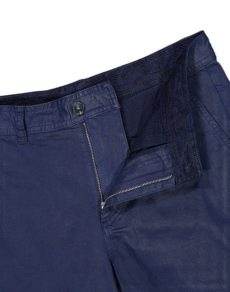 Calções Bermudas em algodão com elastano Azul-marinho-4