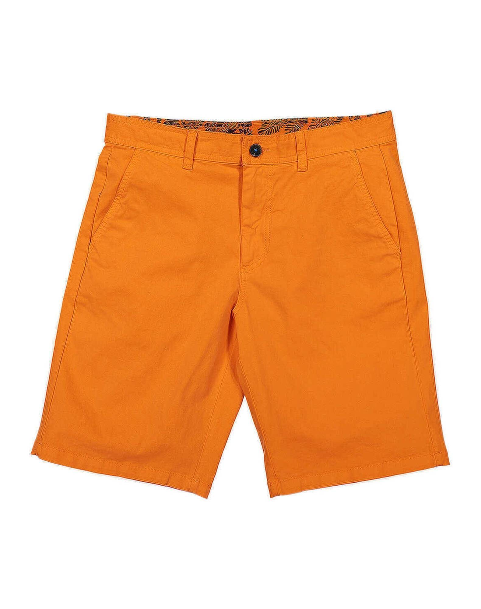 Calções Bermudas em algodão com elastano Laranja-1