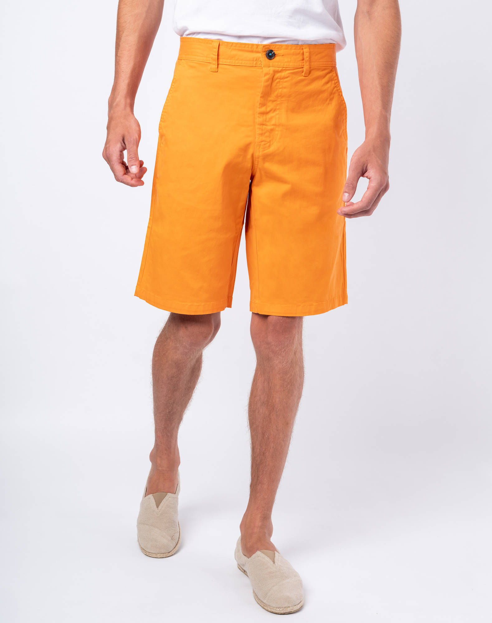 Calções Bermudas em algodão com elastano Laranja-2