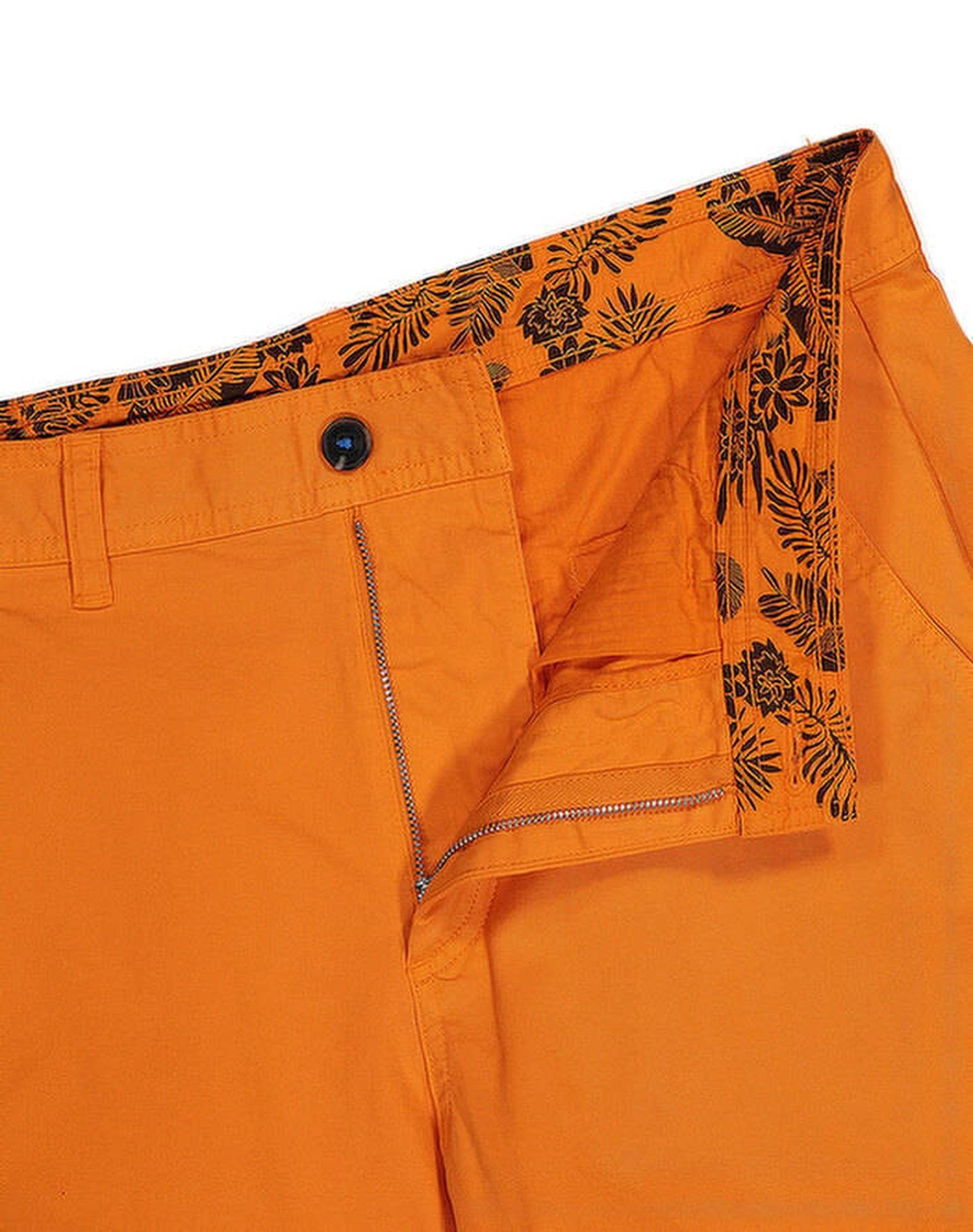 Calções Bermudas em algodão com elastano Laranja-3