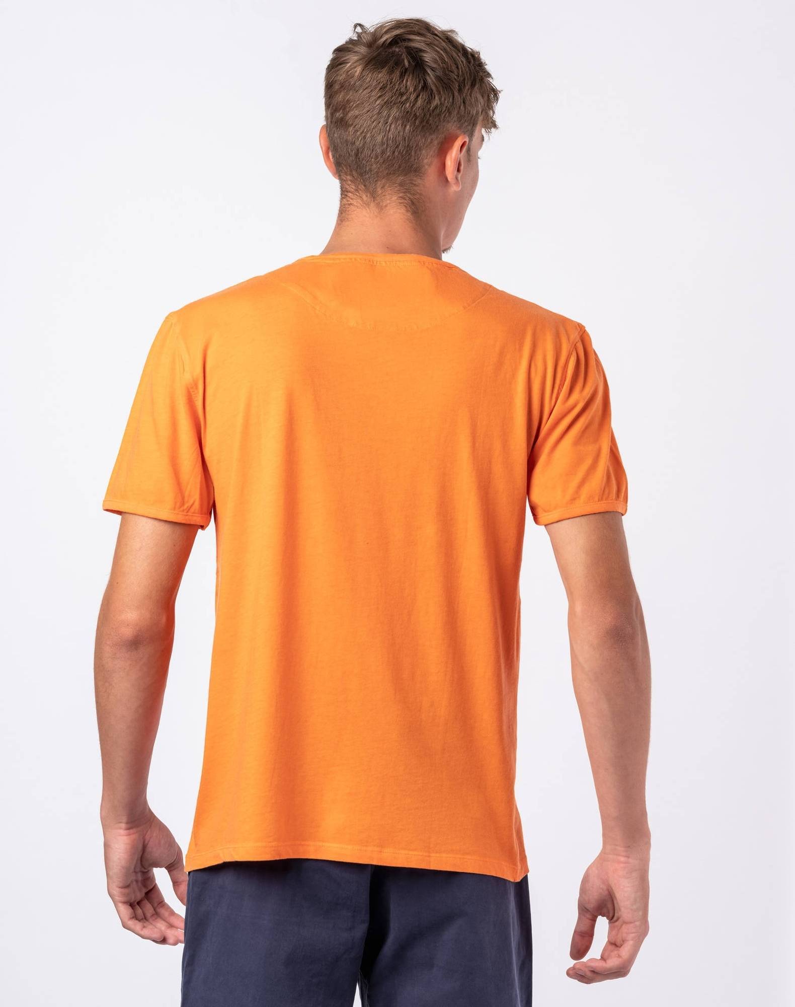 T-shirt lisa com bolso em algodão Laranja-2