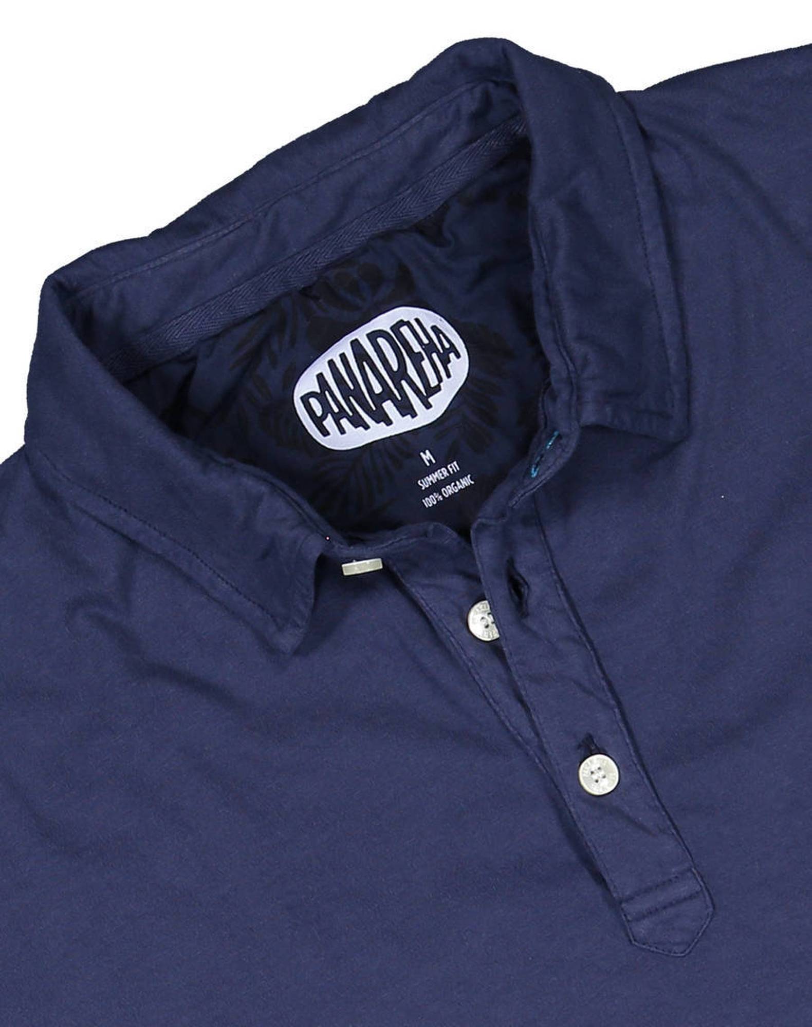 Polo com bolso em jersey de algodão orgânico Azul-marinho-4