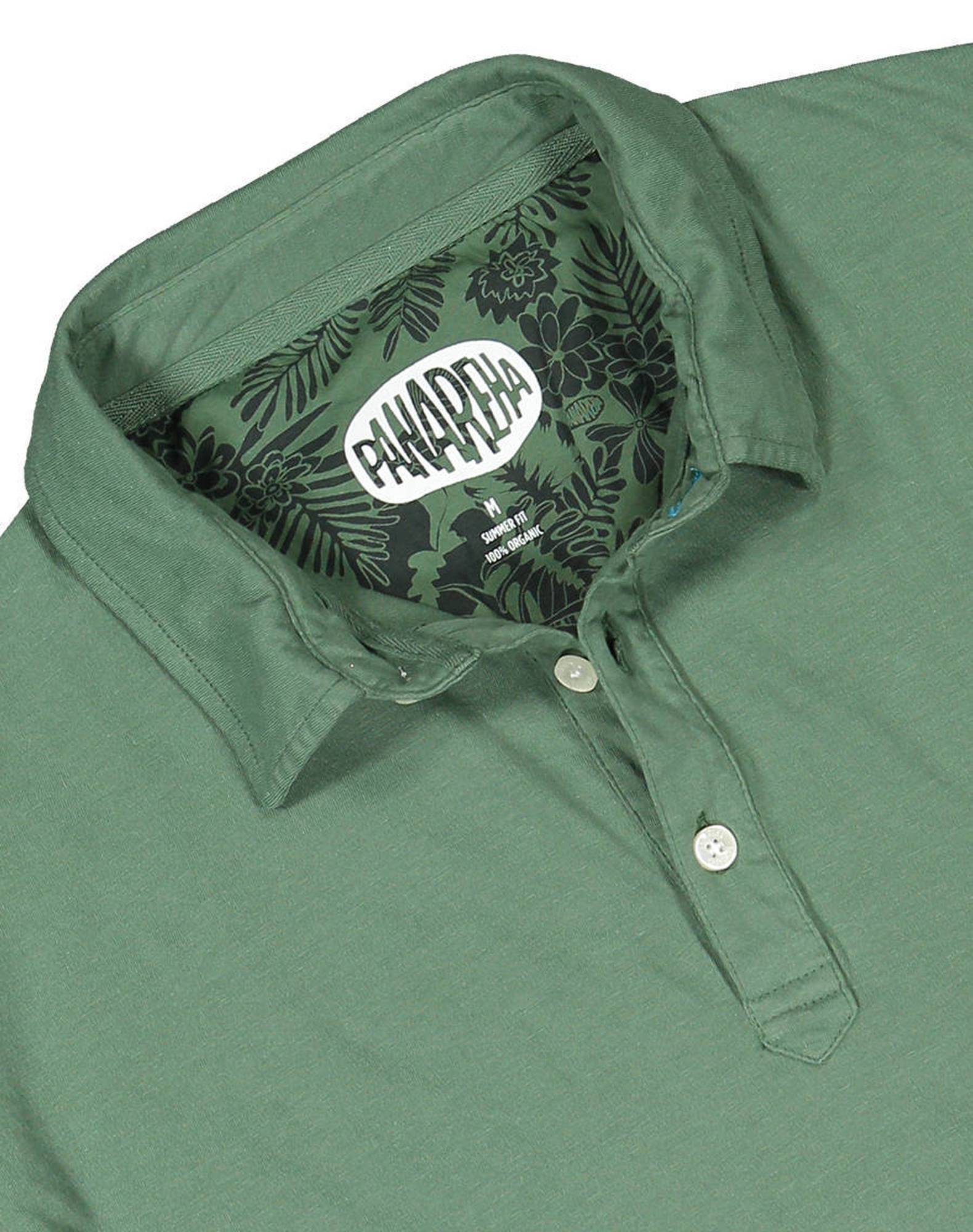 Polo com bolso em jersey de algodão orgânico Verde-militar-4