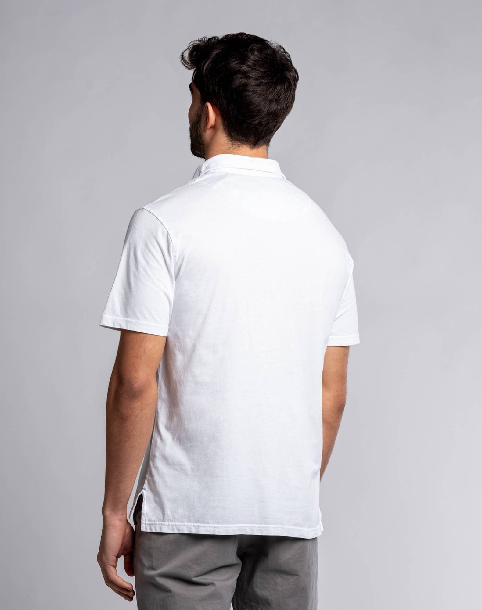 Polo com bolso em jersey de algodão orgânico Branco-3