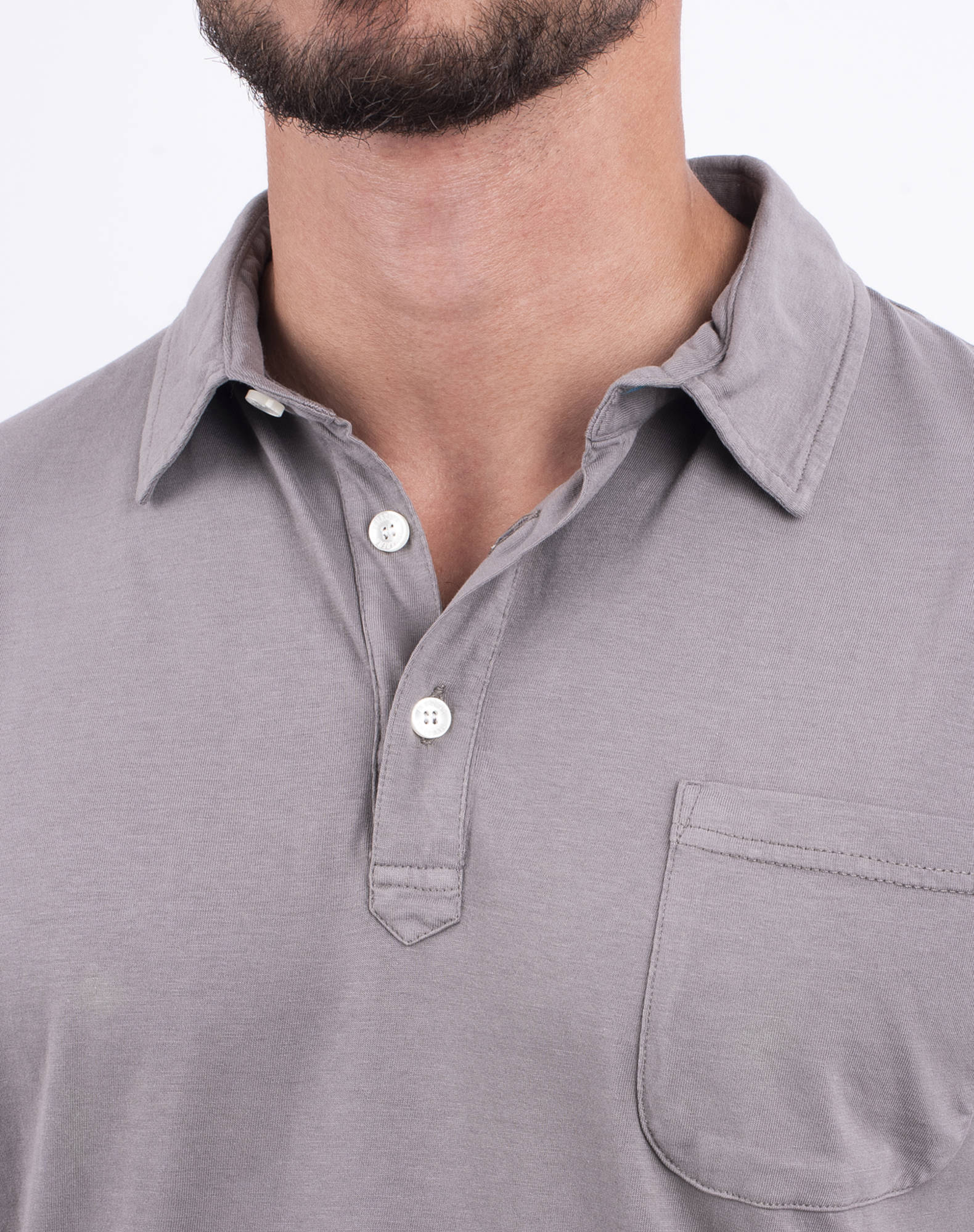 Polo com bolso em jersey de algodão orgânico Cinzento-5