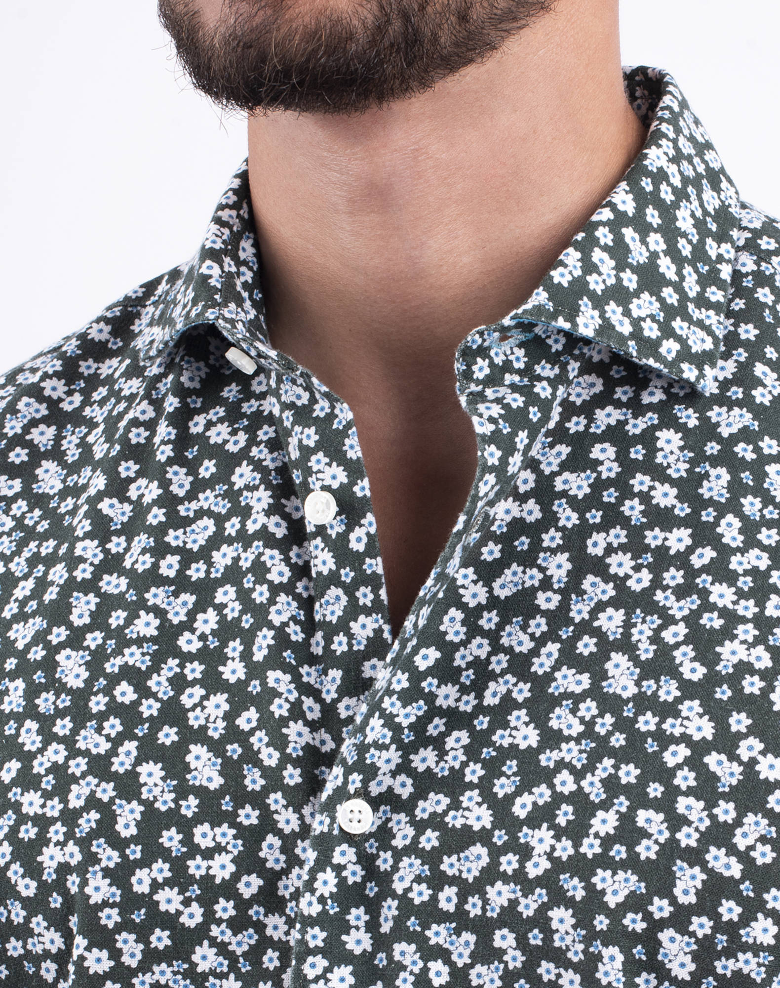 Camisa Floral em algodão orgânico Verde-5
