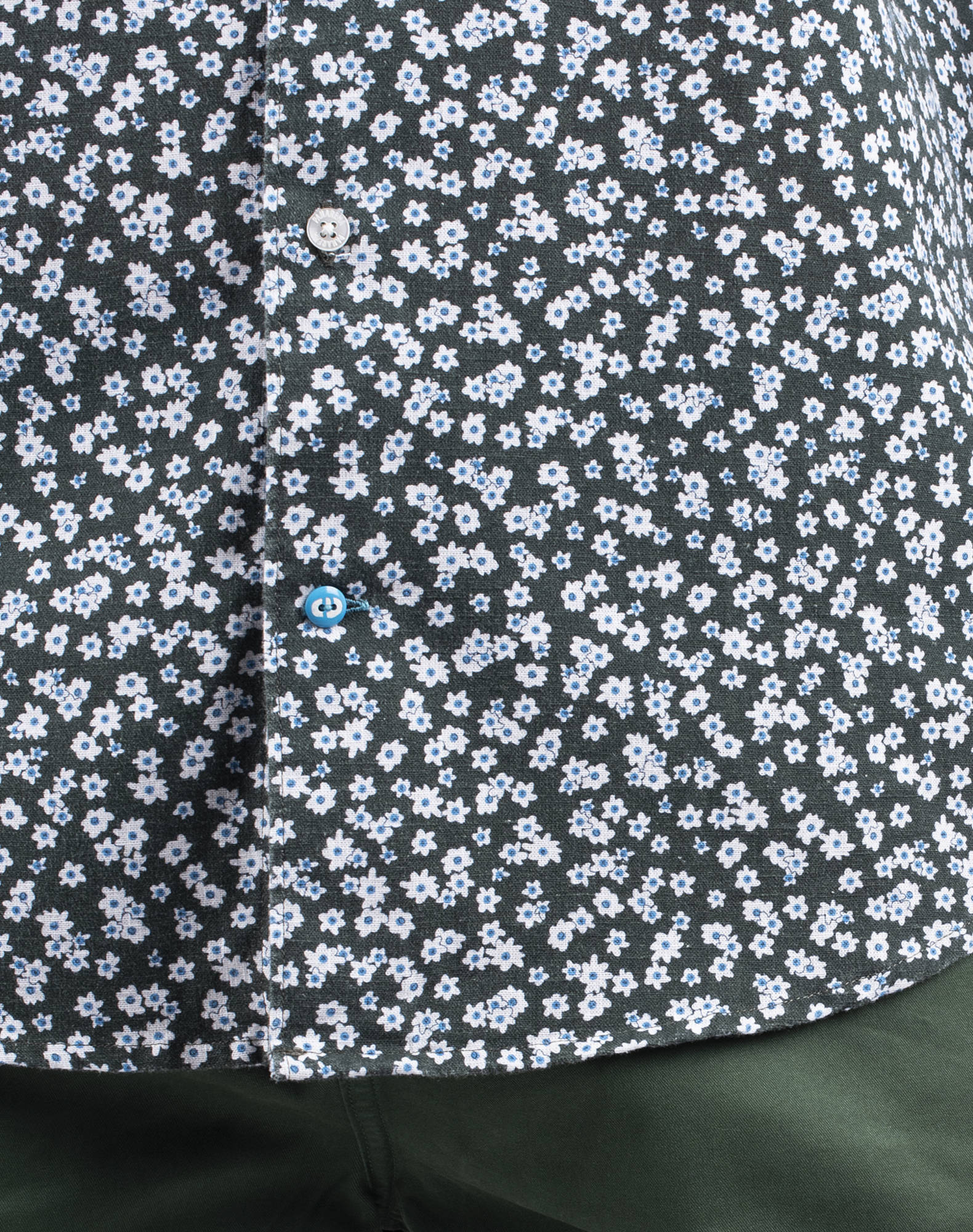 Camisa Floral em algodão orgânico Verde-6