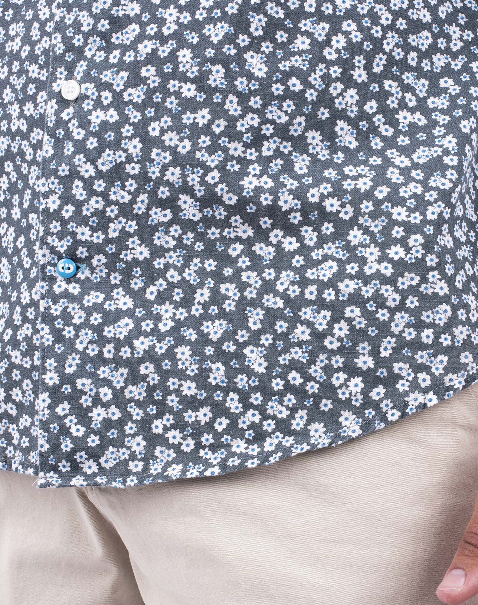 Camisa Floral em algodão orgânico Cinzento-6