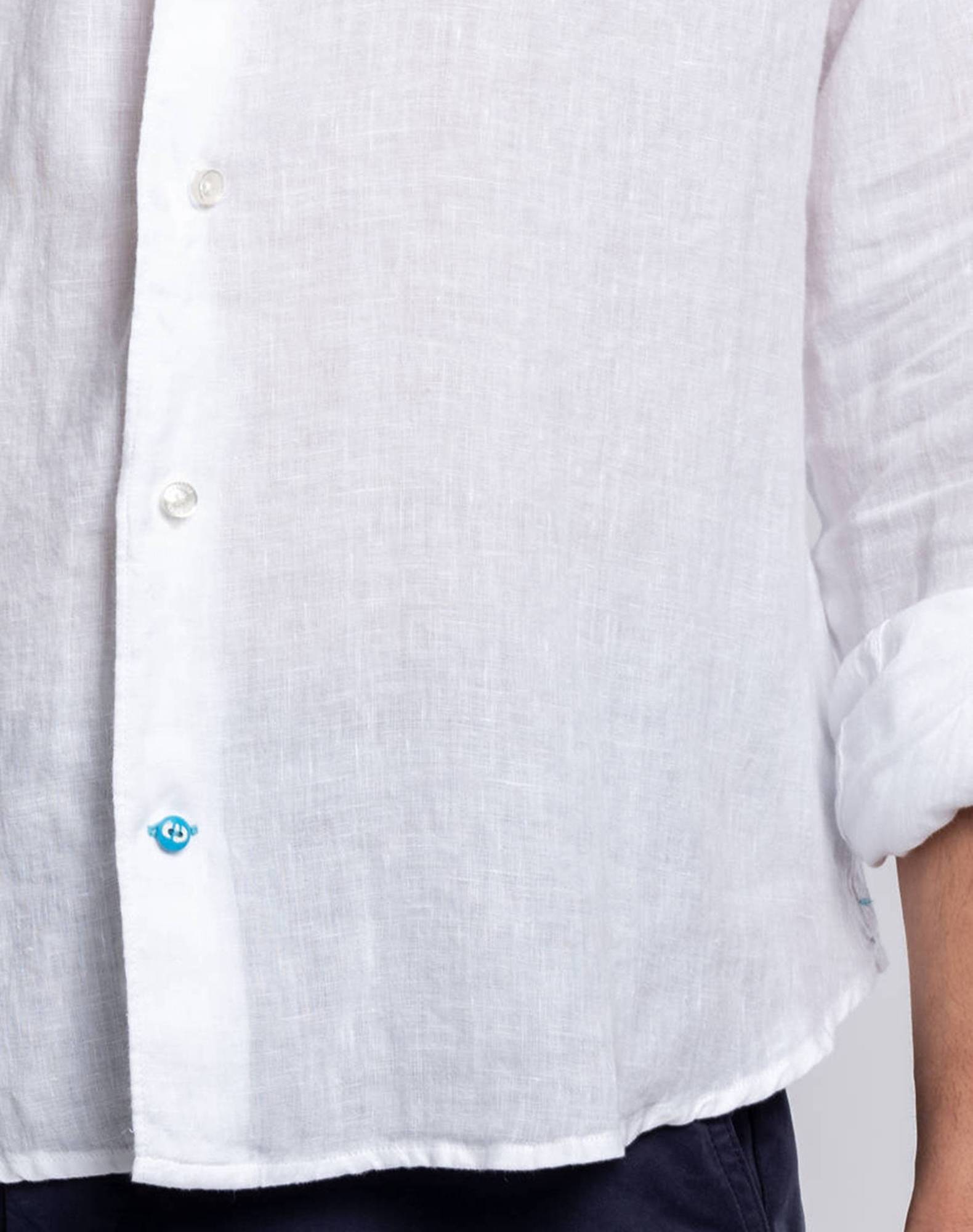 Camisa lisa em linho Branco-6