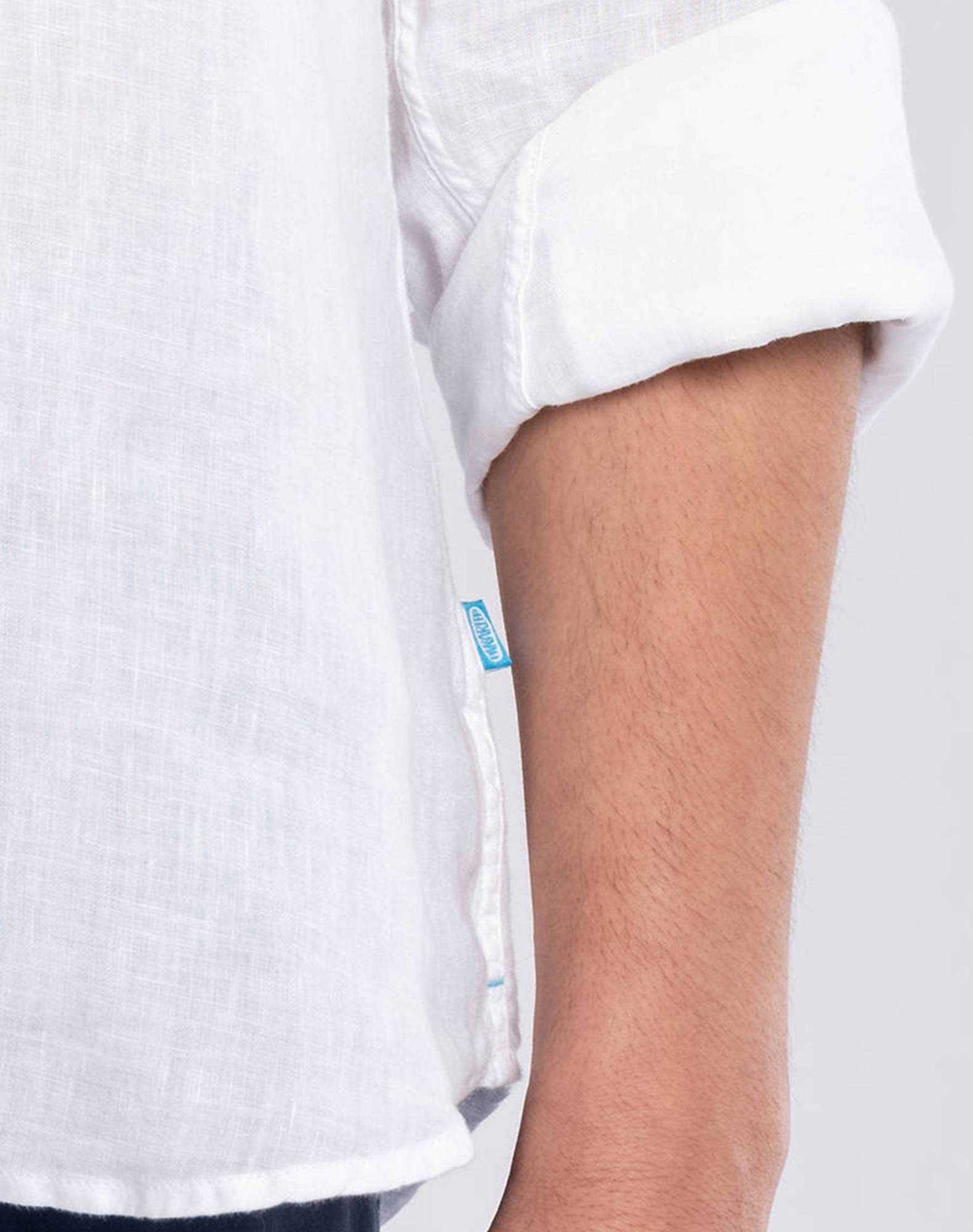 Camisa Polera lisa em linho Branco-6