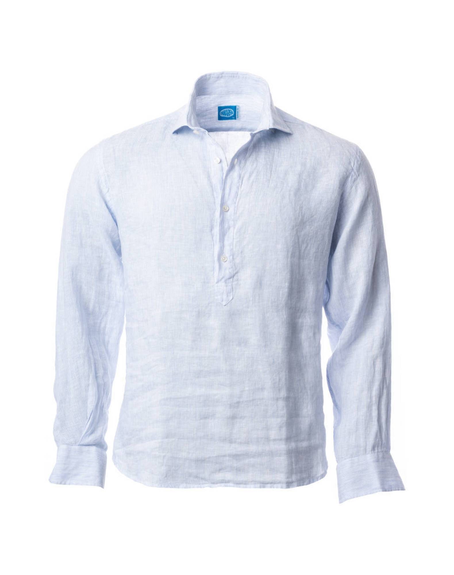 Imagem 0 de Camisa Polera às riscas em linho