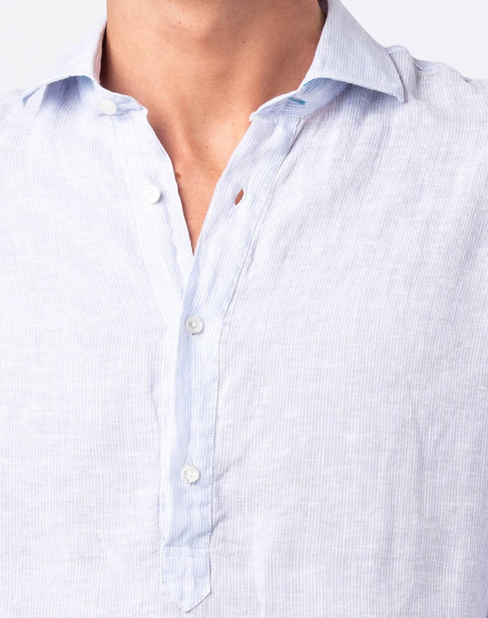 Camisa Polera às riscas em linho Azul-claro-4