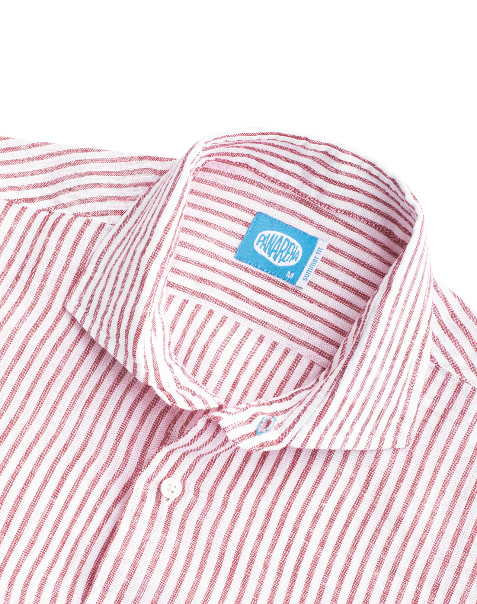 Camisa às riscas em linho Vermelho-2