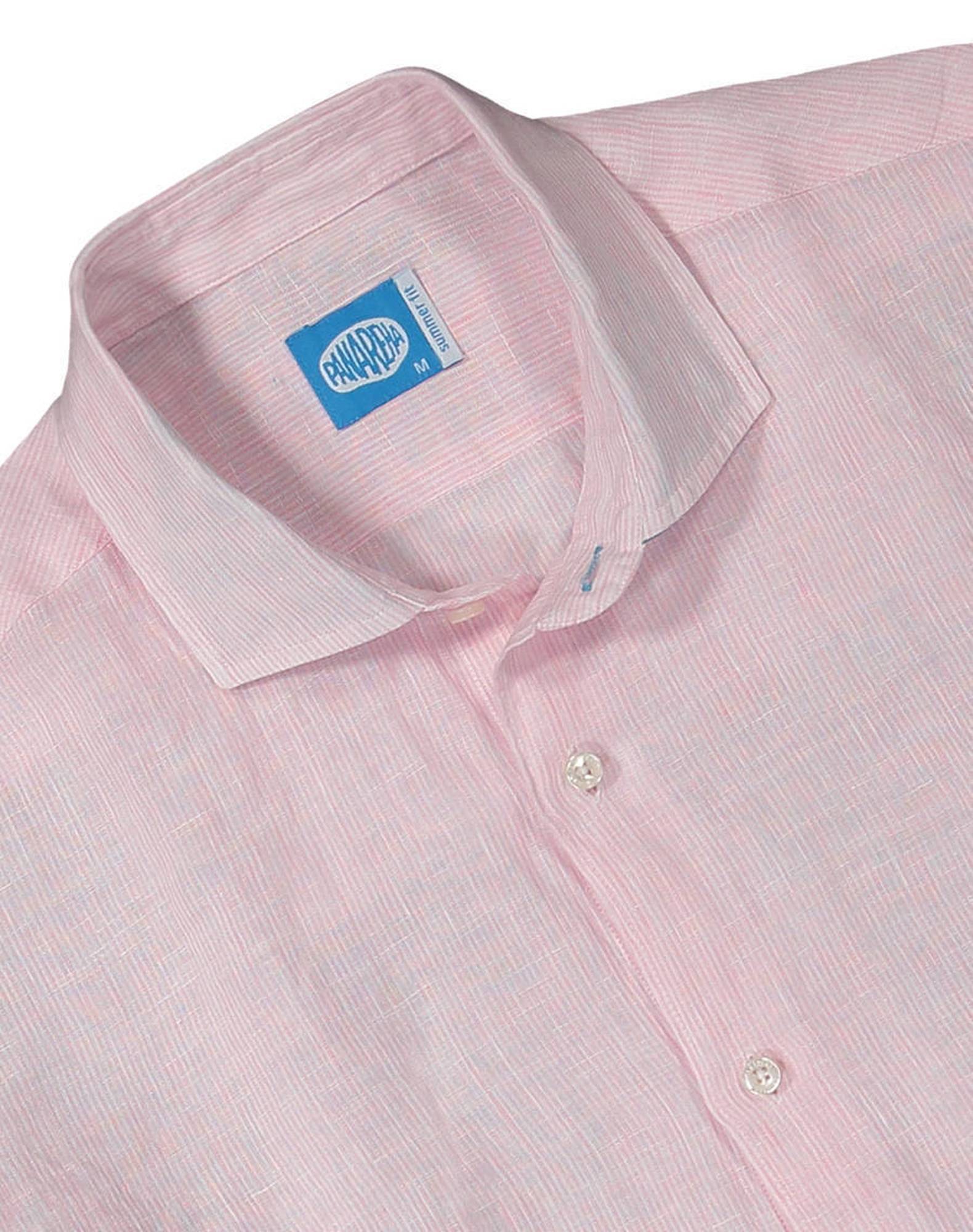Camisa às riscas em linho Rosa-2