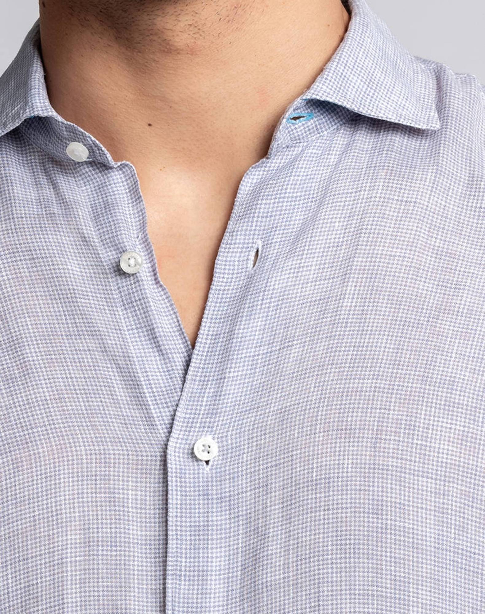 Camisa vichy em linho Cinzento-5