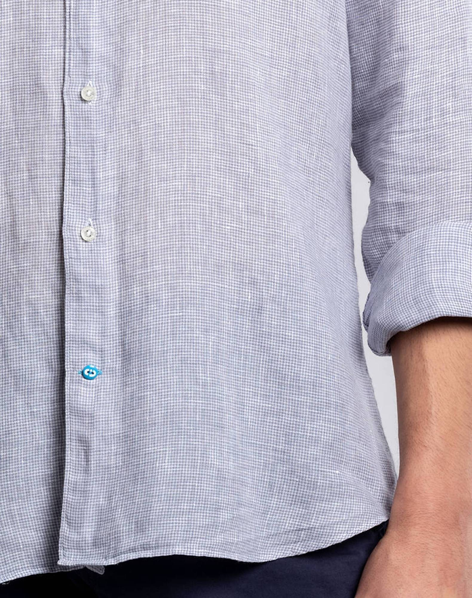 Camisa vichy em linho Cinzento-6