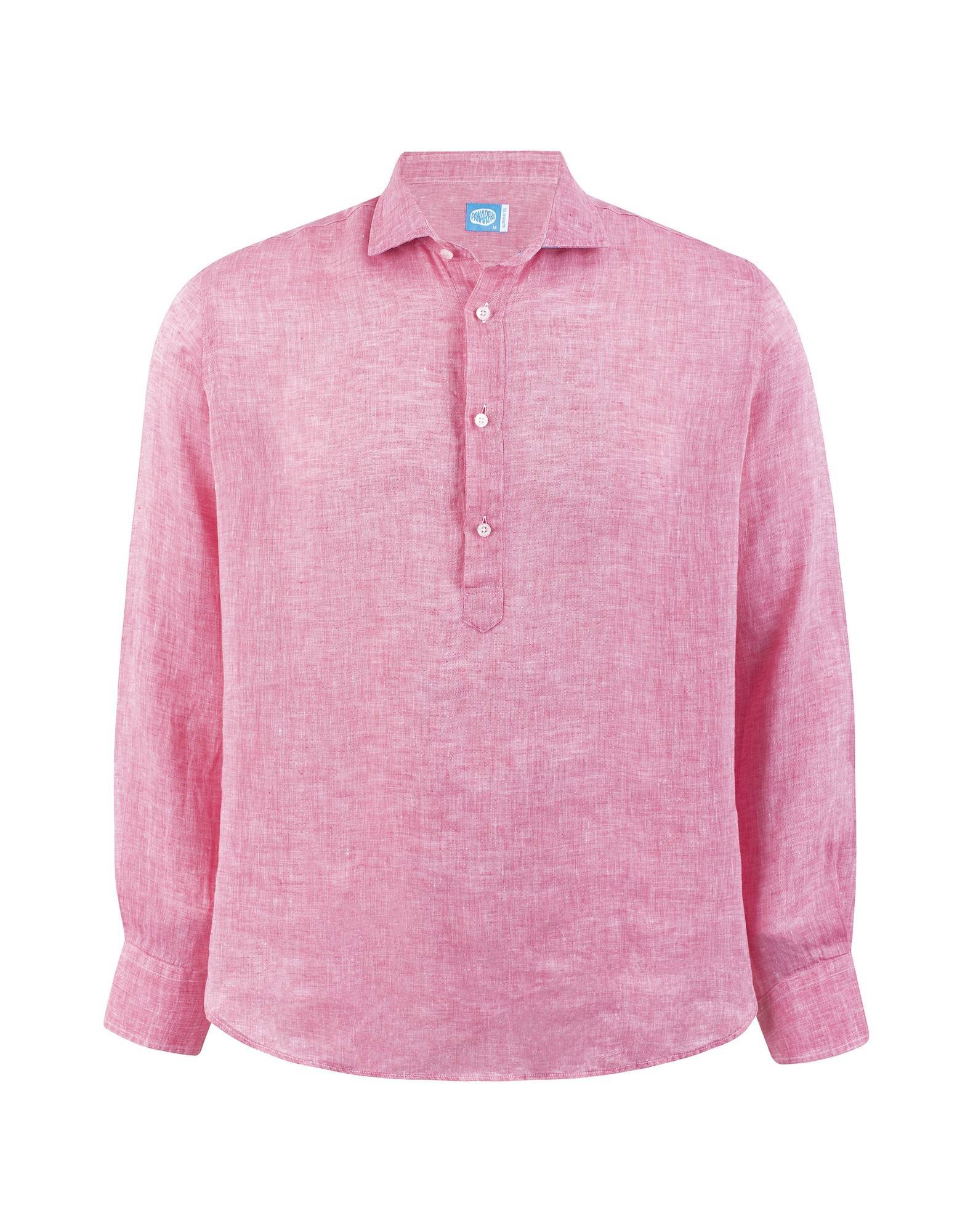Camisa Polera lisa em linho Rosa-1