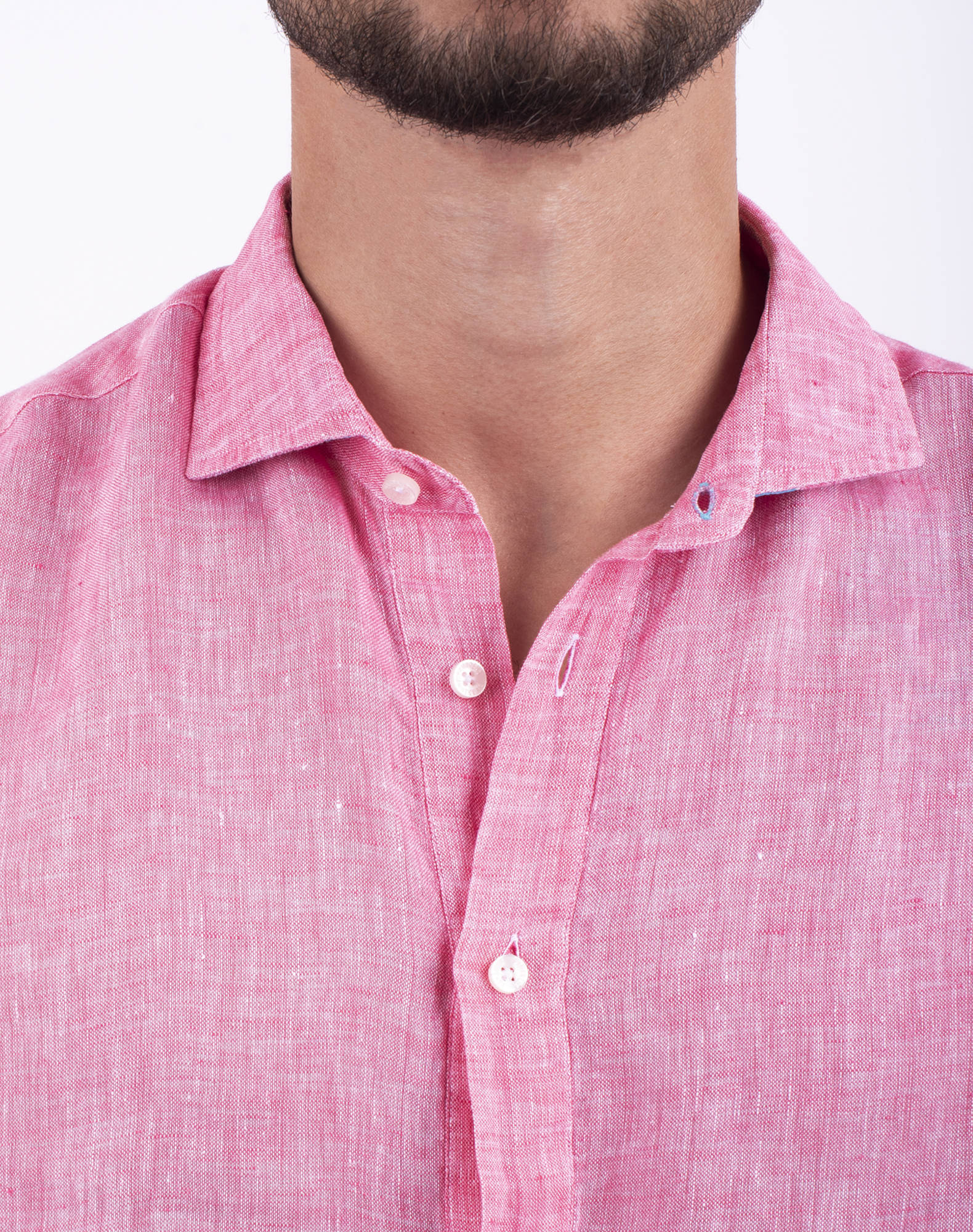 Camisa Polera lisa em linho Rosa-5