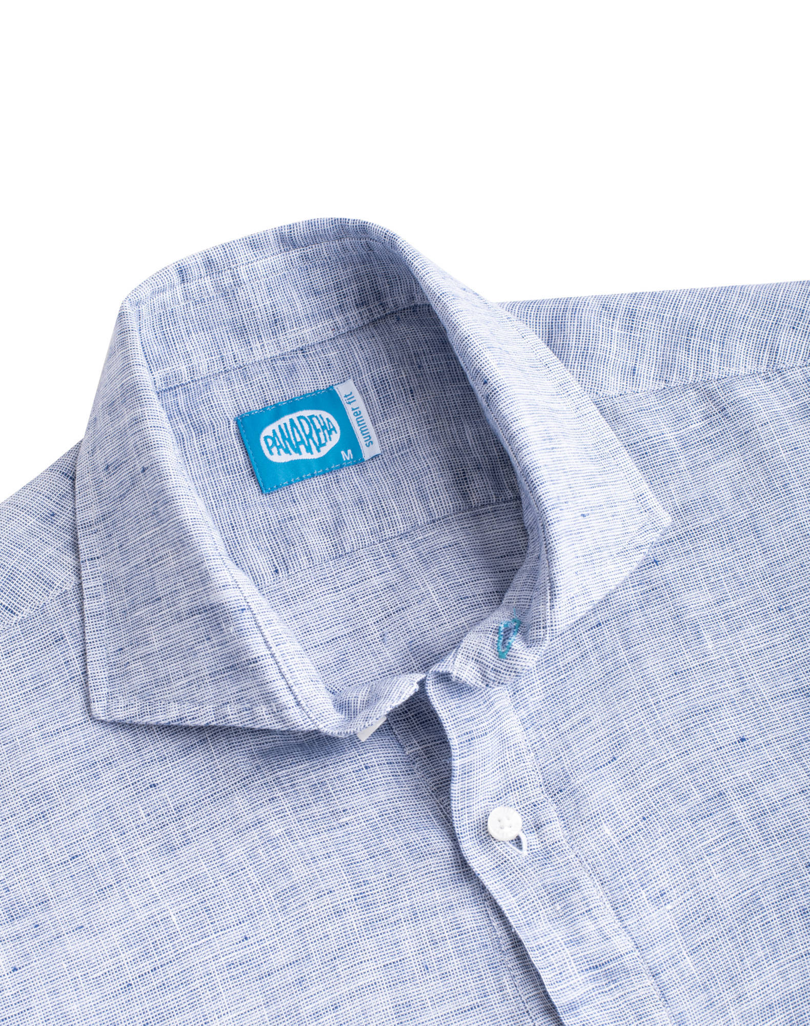 Camisa Polera em linho Azul-2