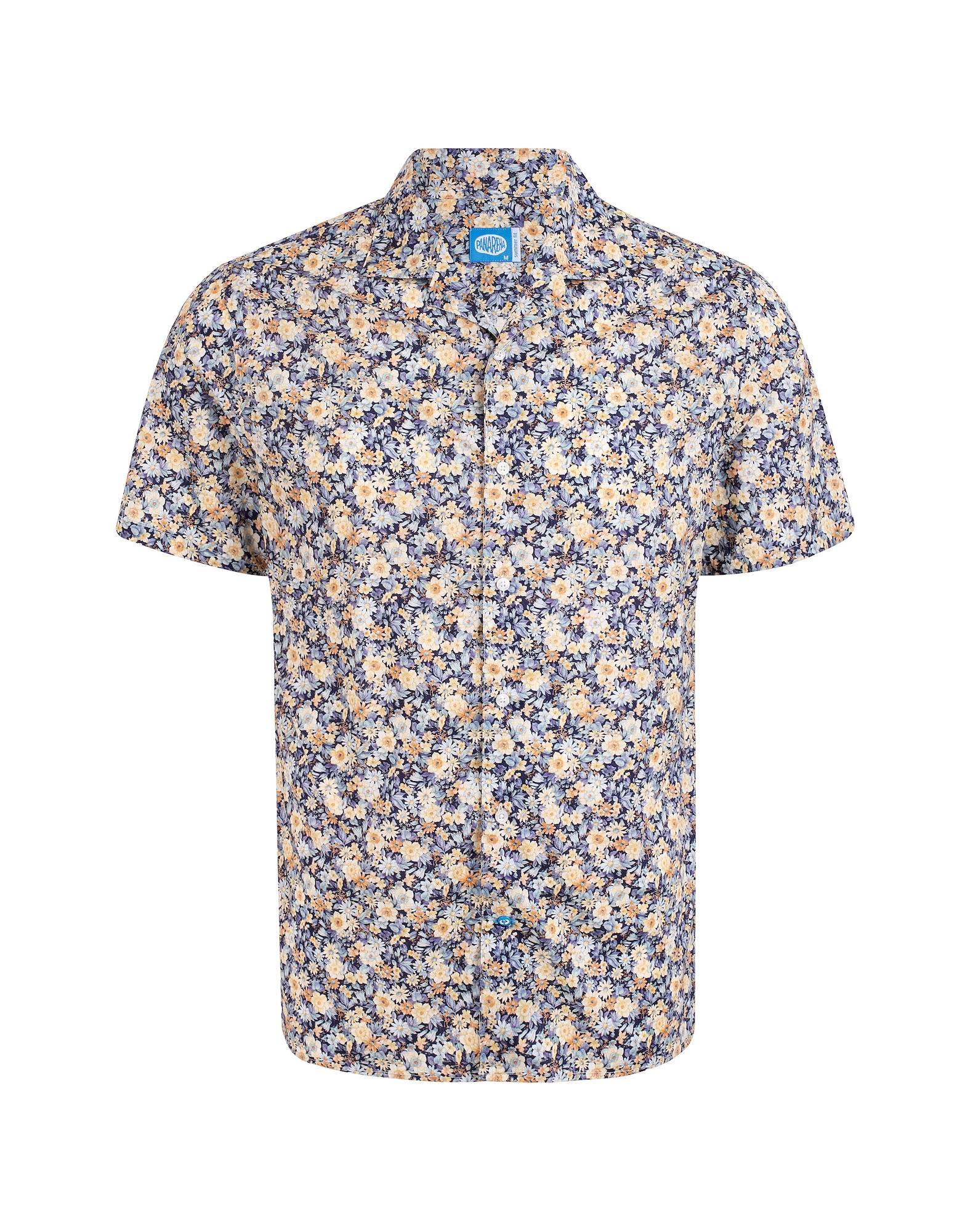 Camisa Aloha Floral em algodão Amarelo-1