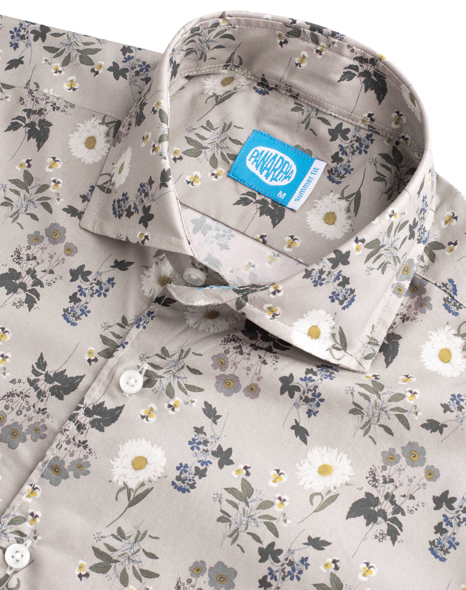 Camisa Floral em algodão Cinzento-2