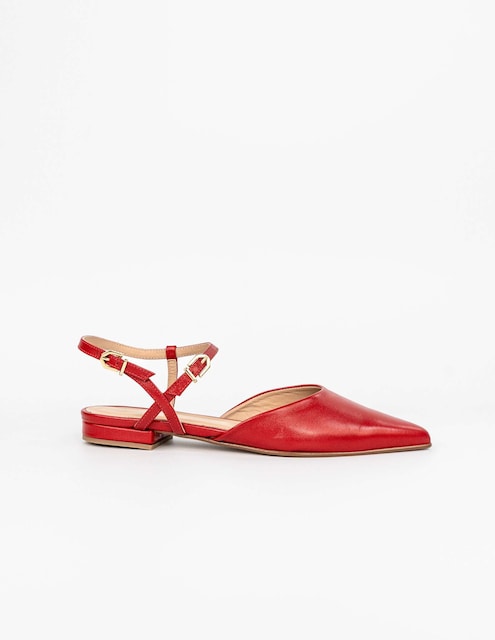 Imagem 0 de Sapatos Rasos em Pele - Vermelho