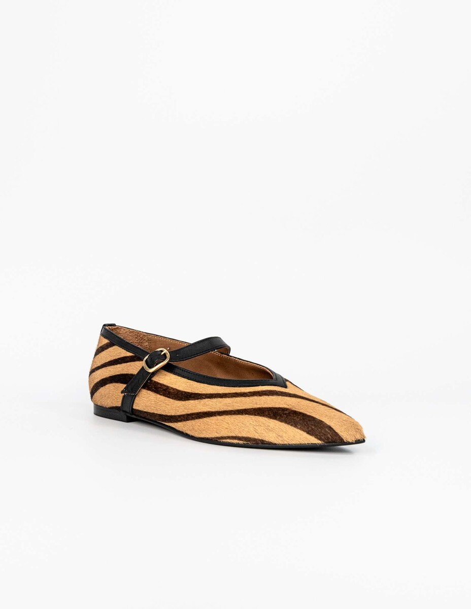 Sapatos Rasos em Pelo com Fivela - Zebra Estampado-2