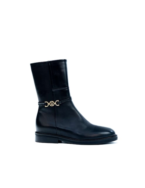 Imagem 0 de Botim em Pele com Salto Baixo - Preto