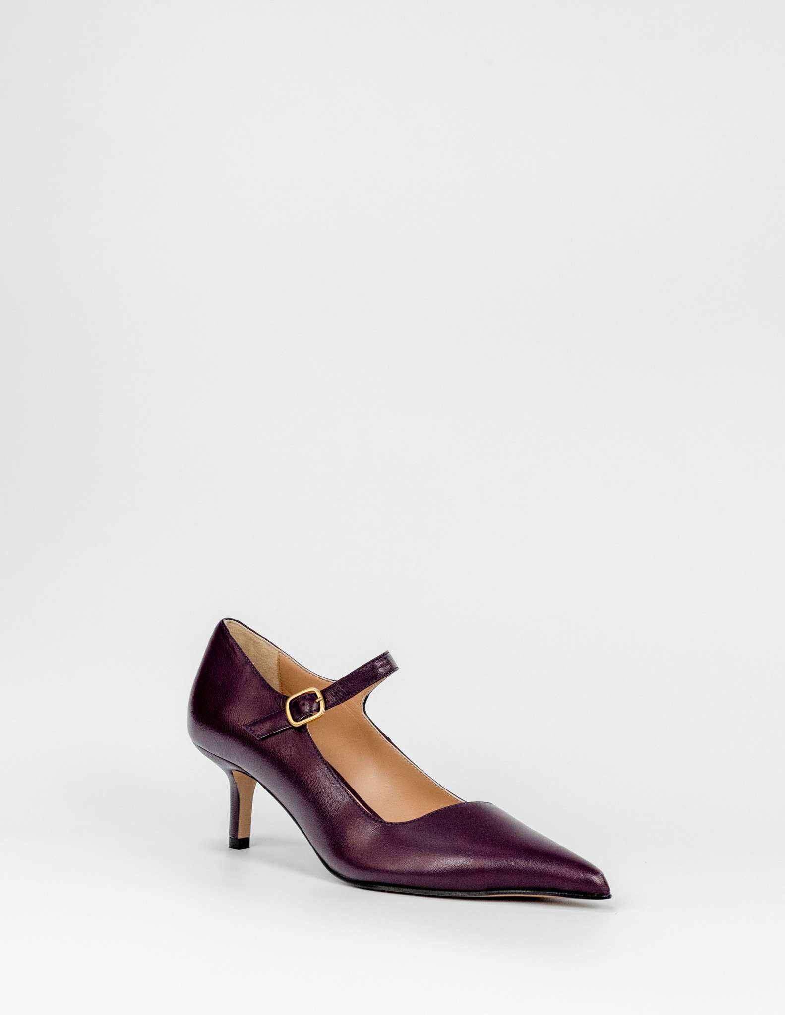 Sapato de Salto Alto em Pele - Roxo Roxo-2