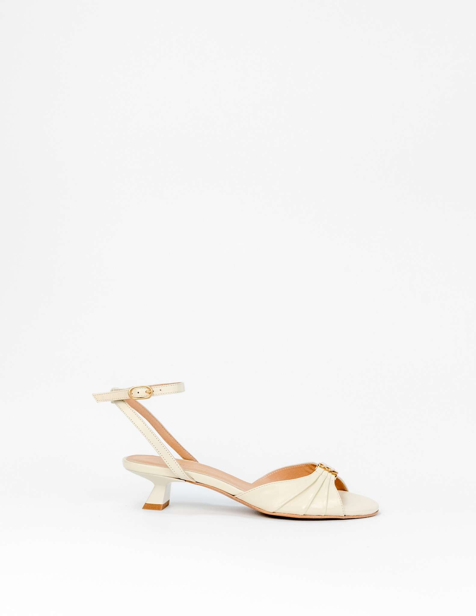 Imagem 0 de Sandálias com Salto em Pele - Bege