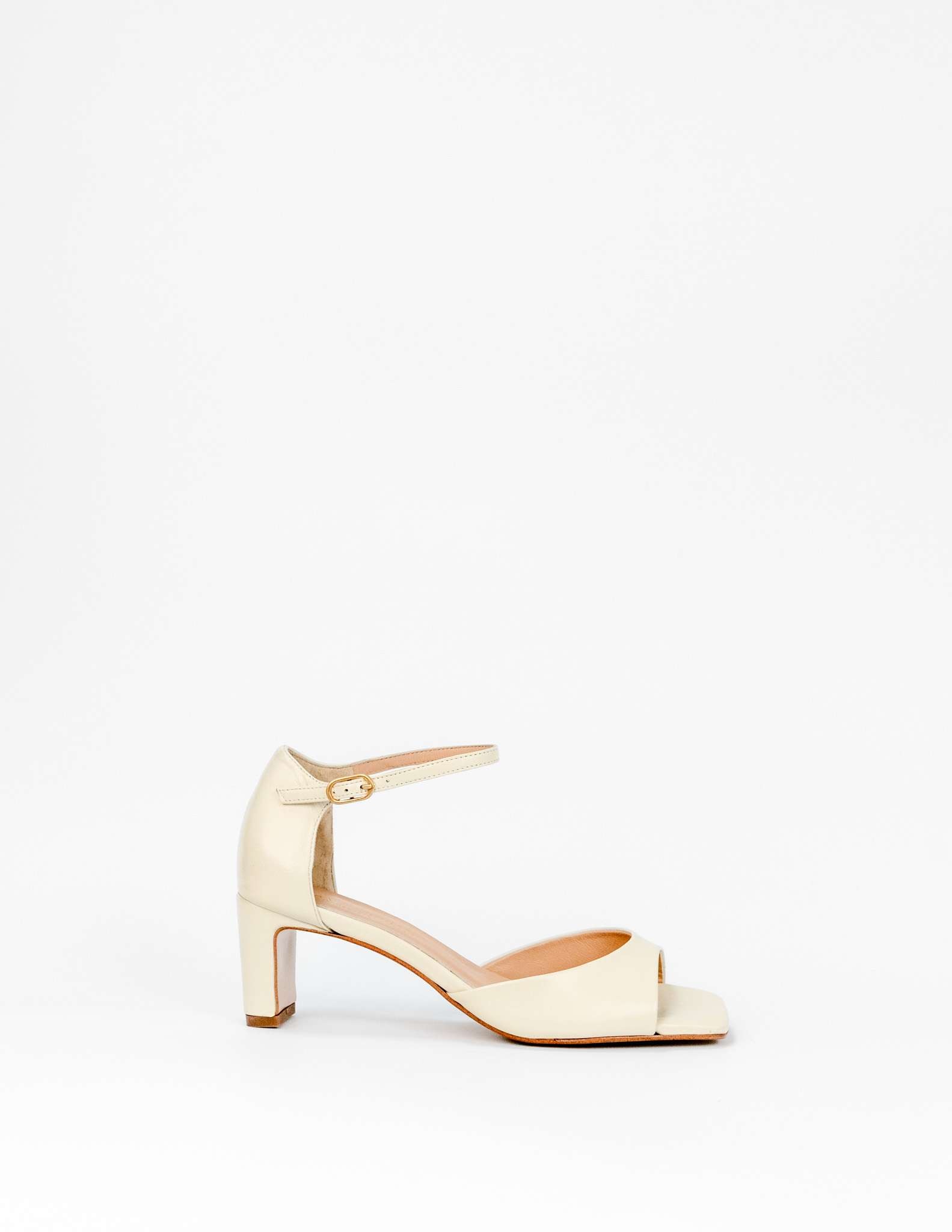 Imagem 0 de Sandálias com Salto em Pele - Bege