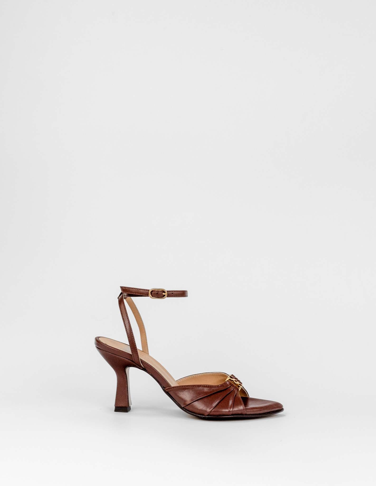 Imagem 0 de Sandálias com Salto em Pele - Castanho