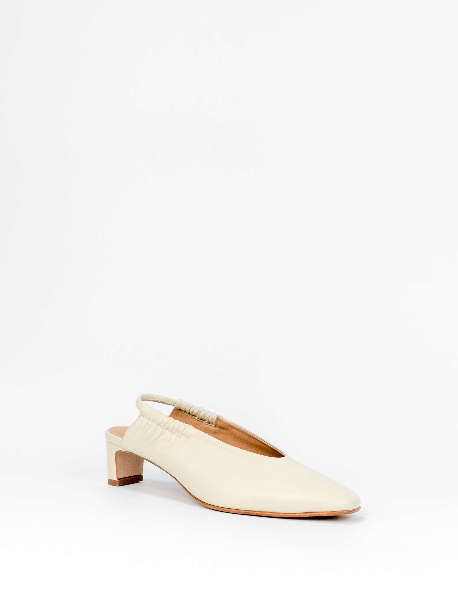 Sapatos de Salto Alto em Pele - Bege Bege-2