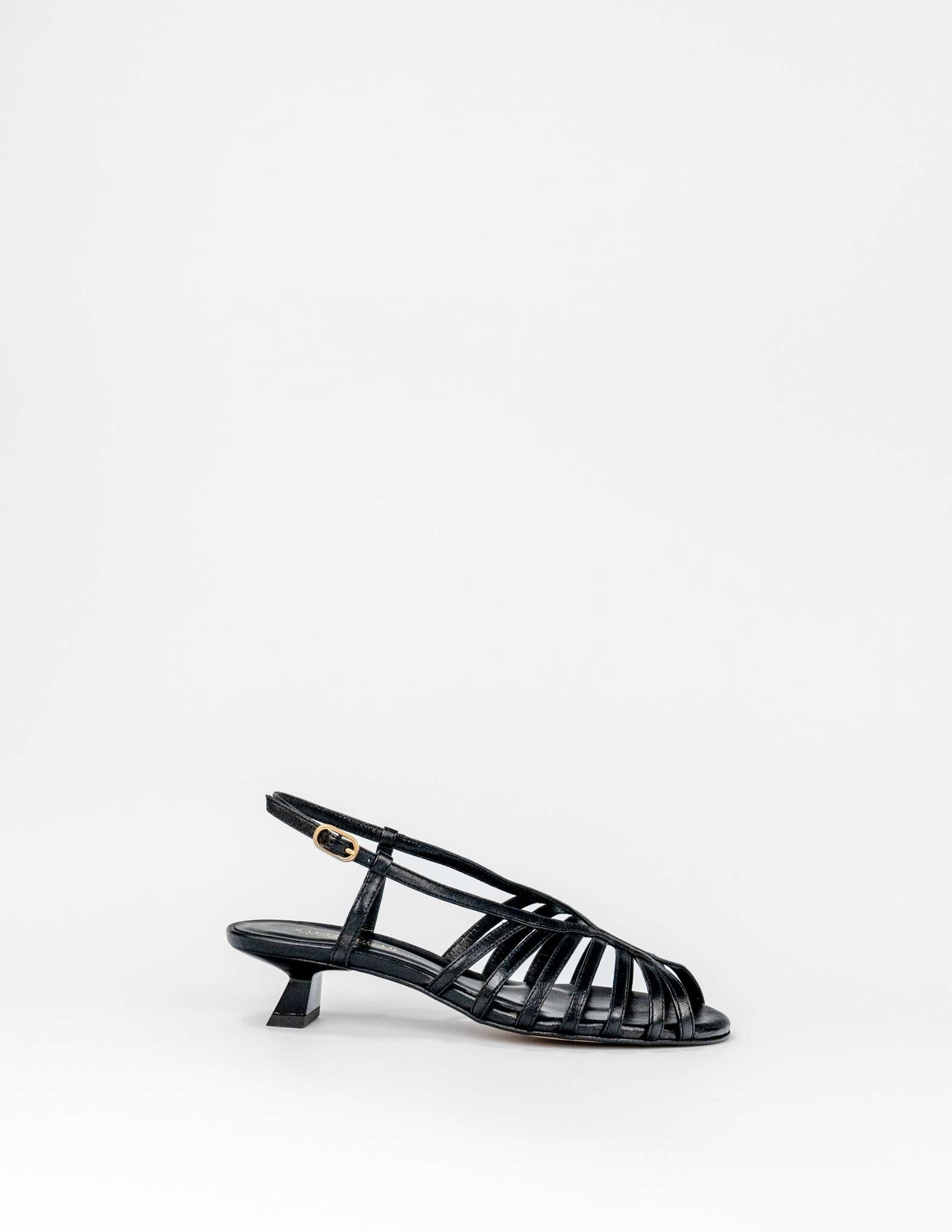 Imagem 0 de Sandálias com Salto em Pele - Preto