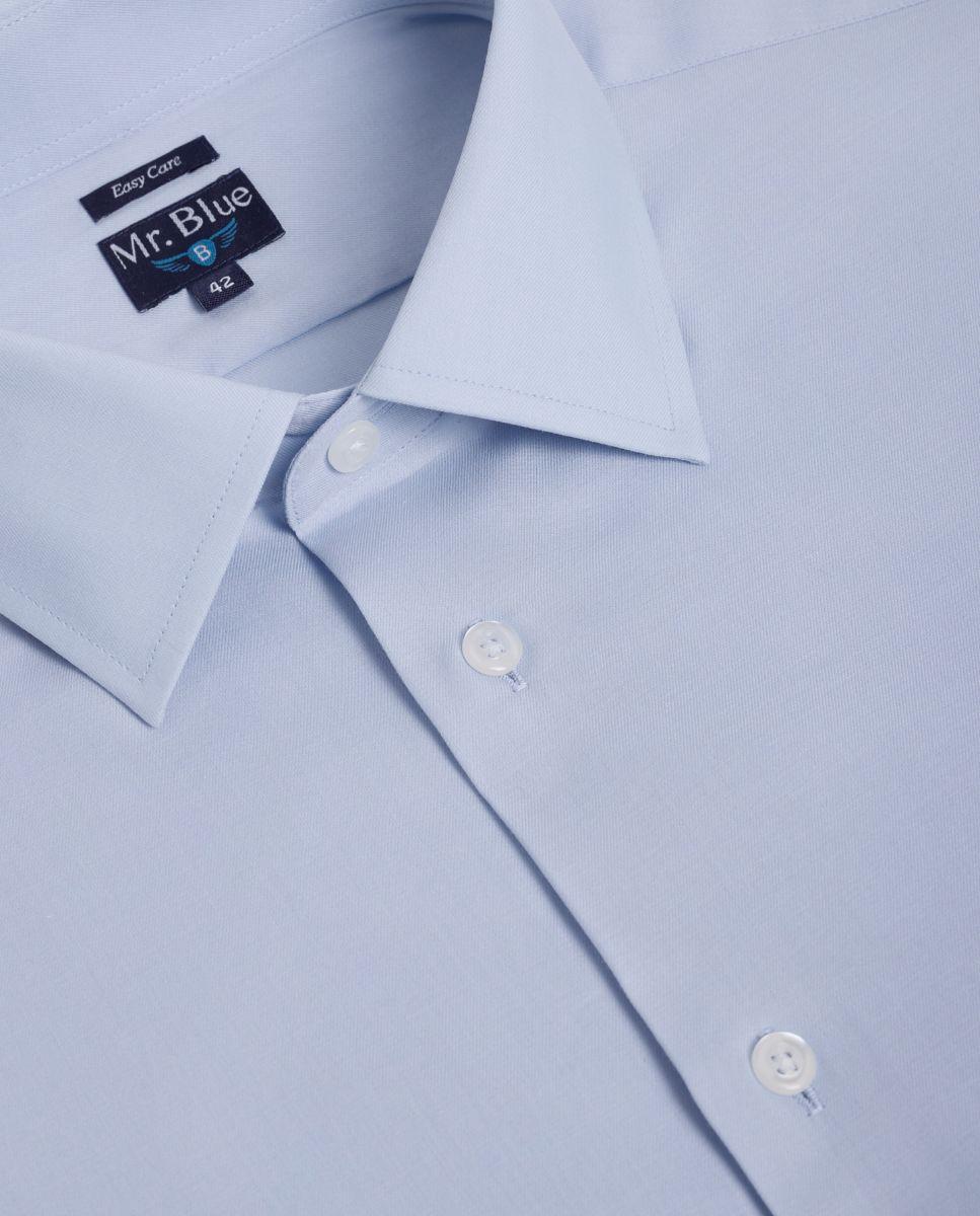 Camisa Clássica de Manga Comprida 100% Algodão Azul-2