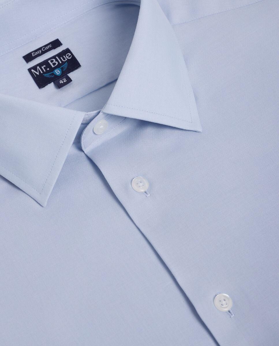 Camisa Clássica de Manga Comprida 100% Algodão Azul-2